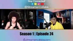 Two streamers collaborating on a live stream, engaging with their audiences to boost visibility and community growth.